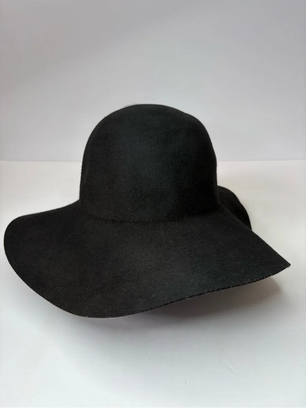 J.Crew 100% Wool Felt Hat M-L Black Floppy Boho Wide‎ Brim South Western Cowgirl